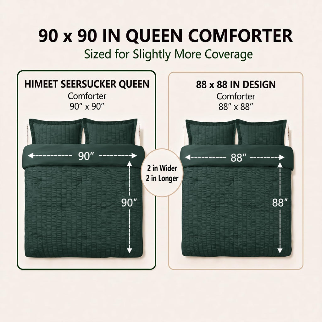 Comforter Set, 7-Piece Seersucker Bed in a Bag, Forest Green