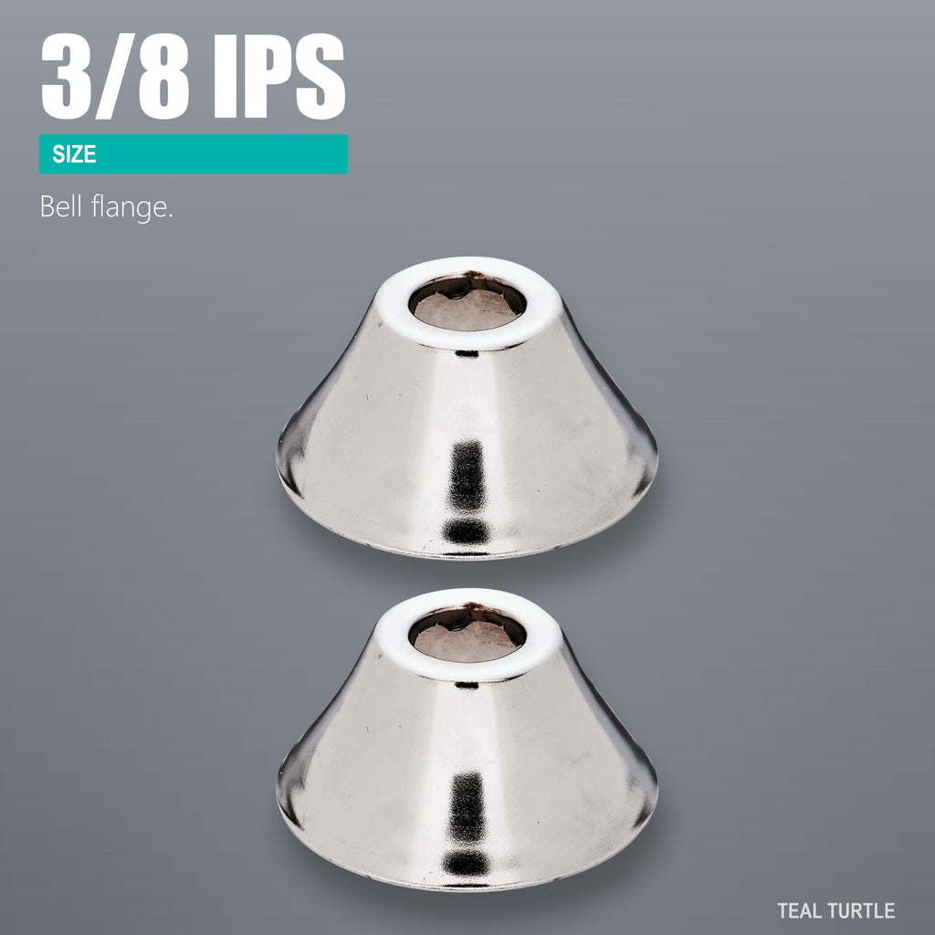3/8 Inch IPS Chrome Plated Metal Bell Flange, 2 Pack