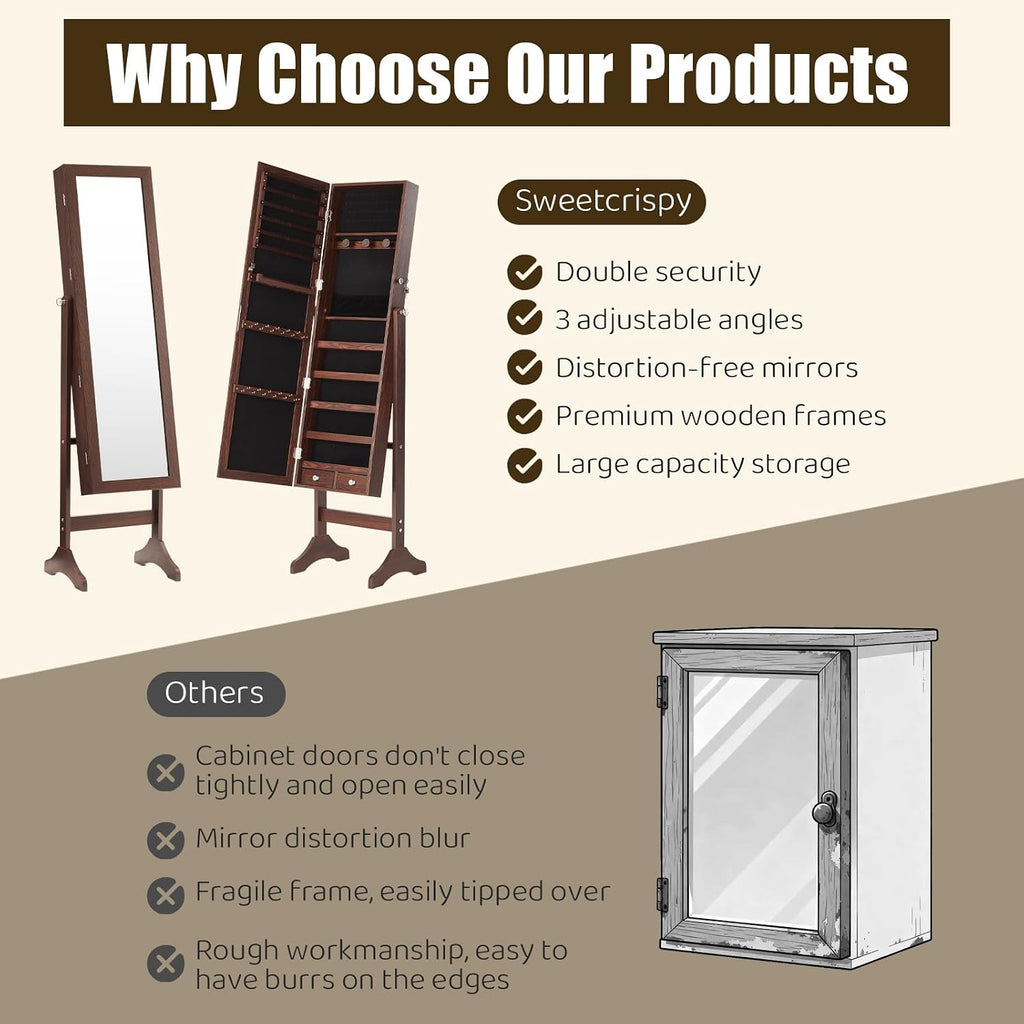 Jewelry Armoire Cabinet, Jewelry Organizer, Freestanding