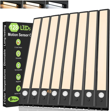 14in Under Counter Lights 8 Pack, 2200mAh Rechargeable Motion Sensor Light