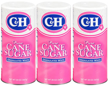 Premium Pure Cane Granulated Sugar, 20 oz Canister, 3 Pack