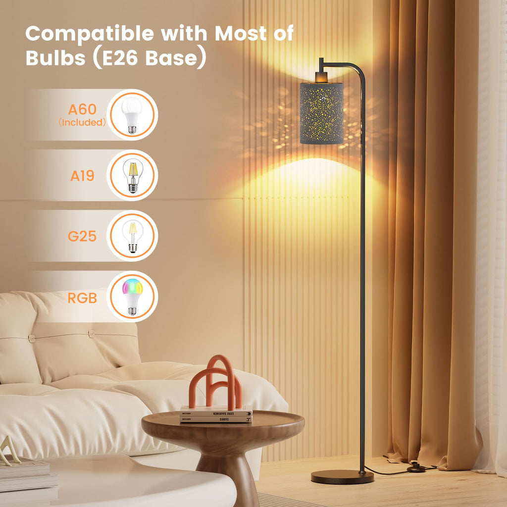 Floor Lamp with Linen Shade, Dimmable Tall Standing Lamp with Remote Control & 3 Color Temperatures, Modern Floor