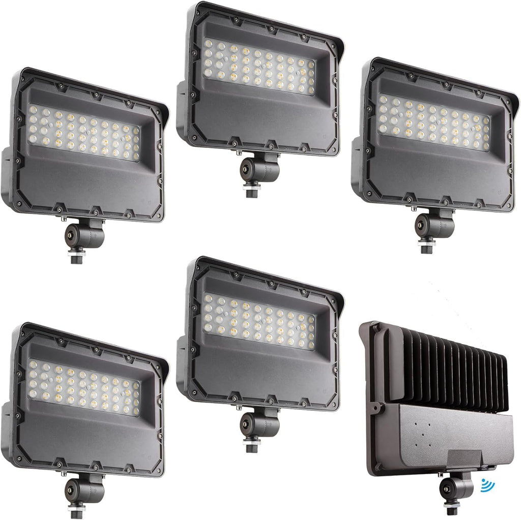6Pack 150W LED Flood Light Outdoor with Knuckle, 100-277VDriver Equipped, 5 Years: IP65 Waterproof 21000LM, 5000K