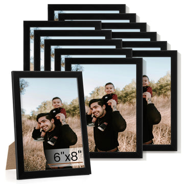 6x8 Picture Frame Set of 12, Photo Frames Display Pictures 6"x8", Black Picture Frames 6x8 Wall Gallery Collage Wall