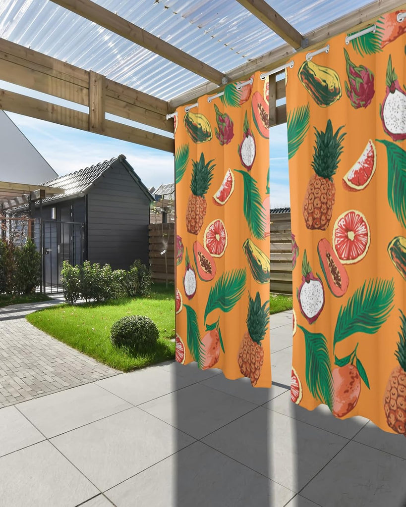 Outdoor Curtains Waterproof, Tropical Privacy Screen Outdoor Front Porch Decor, Grommet Outside Curtains for Porch