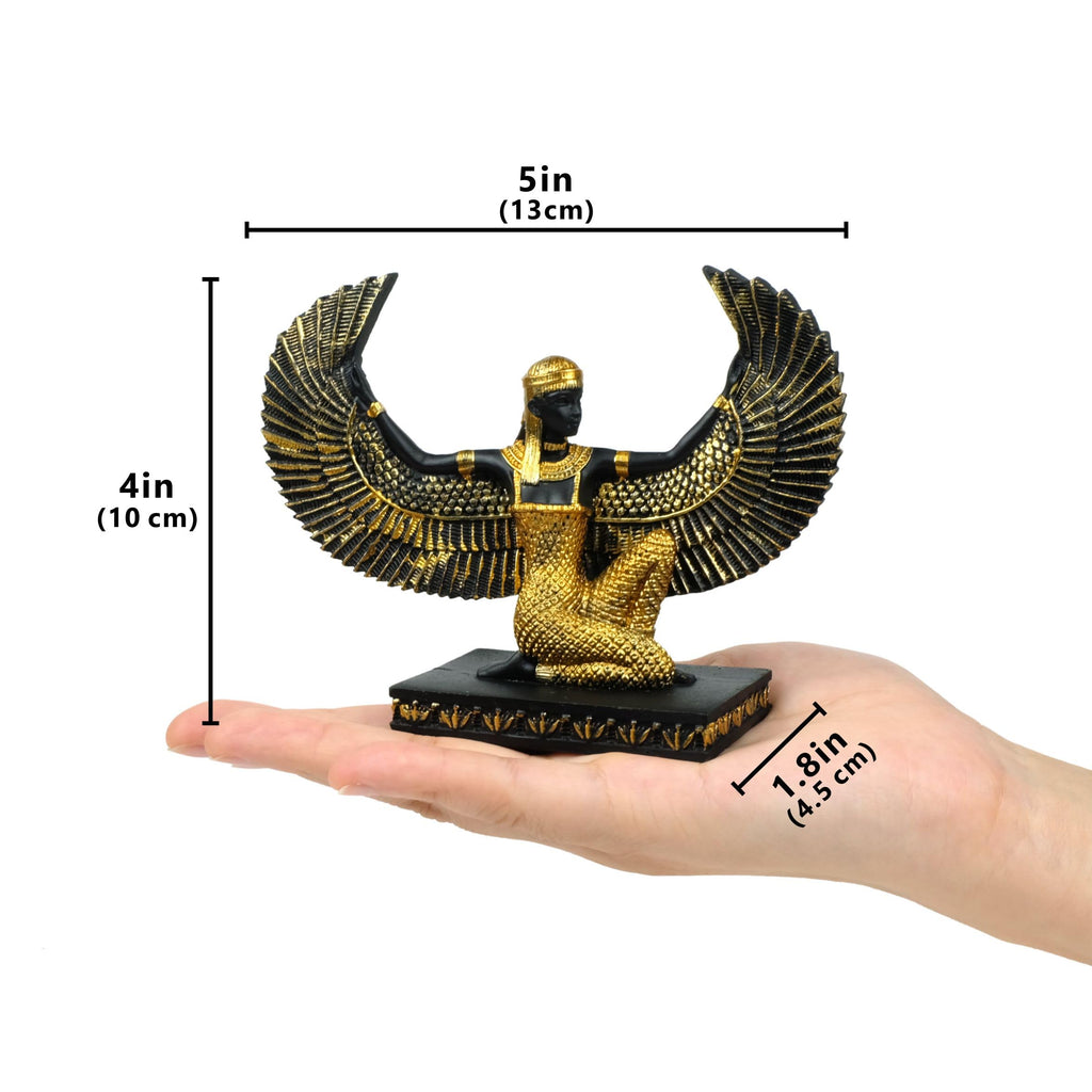 Open Wings Kneeling Egyptian Isis Figurine Ancient Egyptian Mythology Goddess Sculpture Home Décor Collectible
