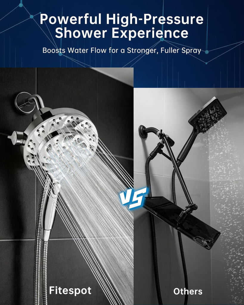 Filtered Shower Head with Handheld, High Pressure Rain Shower Head Combo with Filters, 10 Sprays Hand held Showerhead