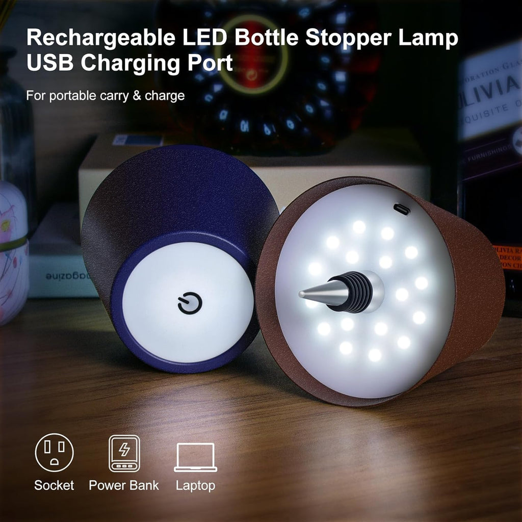 2 Pack Bottle Lamp, Rechargeable LED Wine Bottle Lamp Shade with Touch Dimming, 3 Color Temperatures, Cordless Bottle