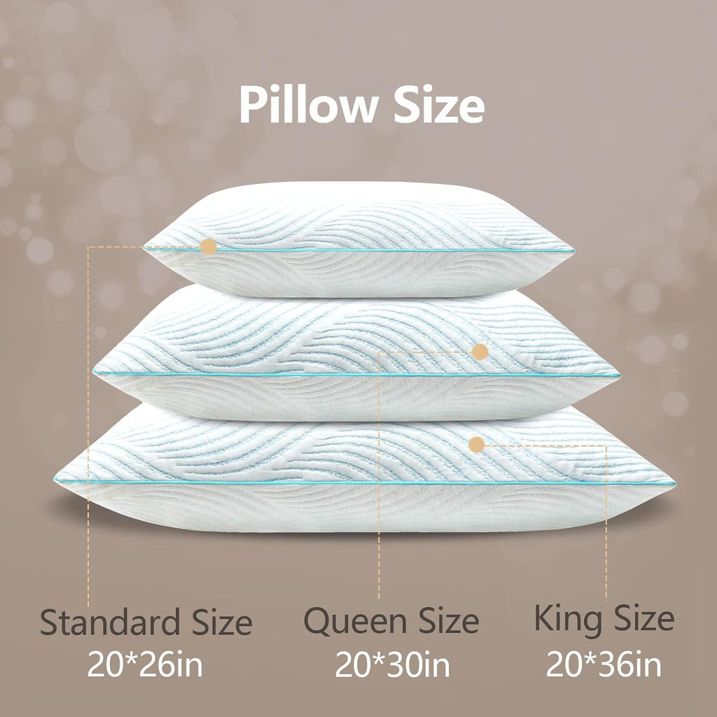 Pillows King Size Set of 2 Cooling Memory Foam Pillows | Pillows for Sleeping Adjustable Medium Firm Back and Side