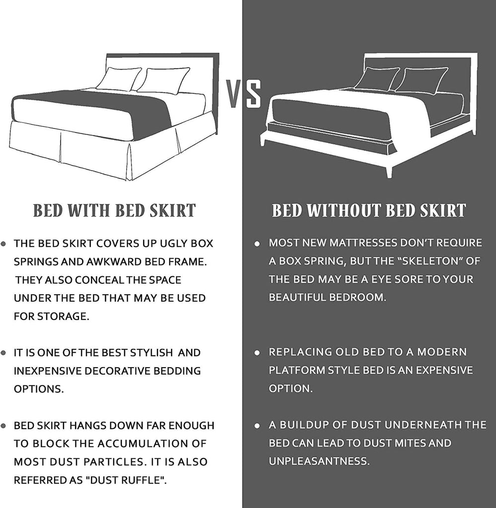 Split Corner Bed Skirt 16 Inch Drop King Size 100% Natural Cotton Wrinkle and Fade Resistant King Size, White Solid
