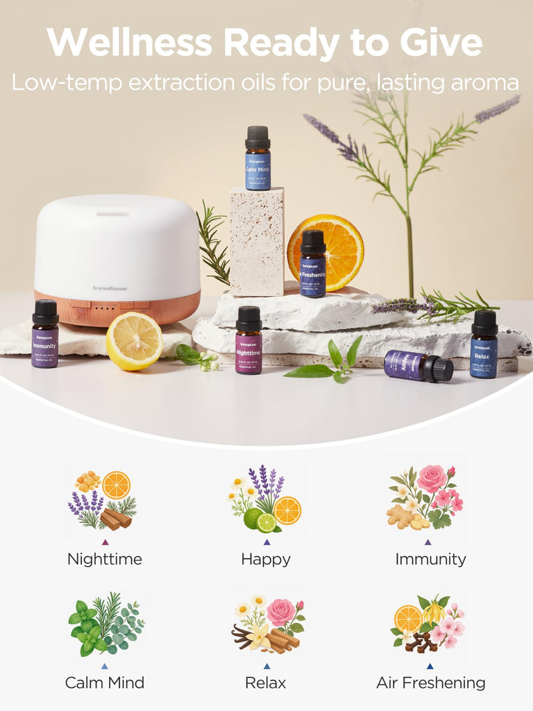 500ml Aromatherapy Diffuser 6 Essential Oils Gift Set
