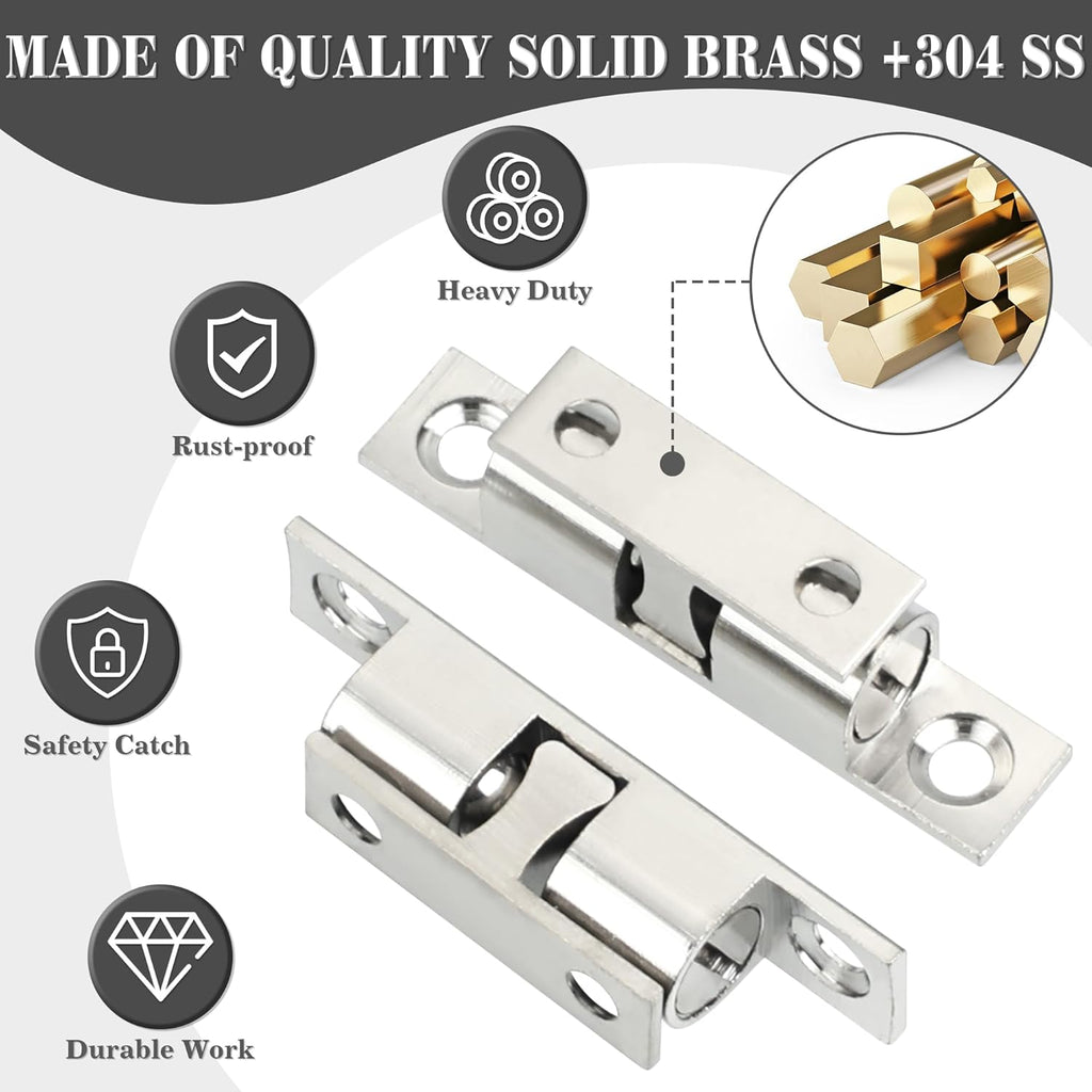 Double Roller Catch Cabinet Latches,Adjustable Double Ball Tension Roller Catch Latch Brass Cabinet Door Latch,47mm