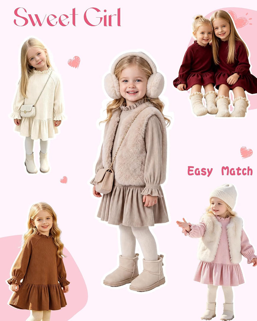 Toddler Baby Girl Dress Fall Outfits Knit Long Sleeve