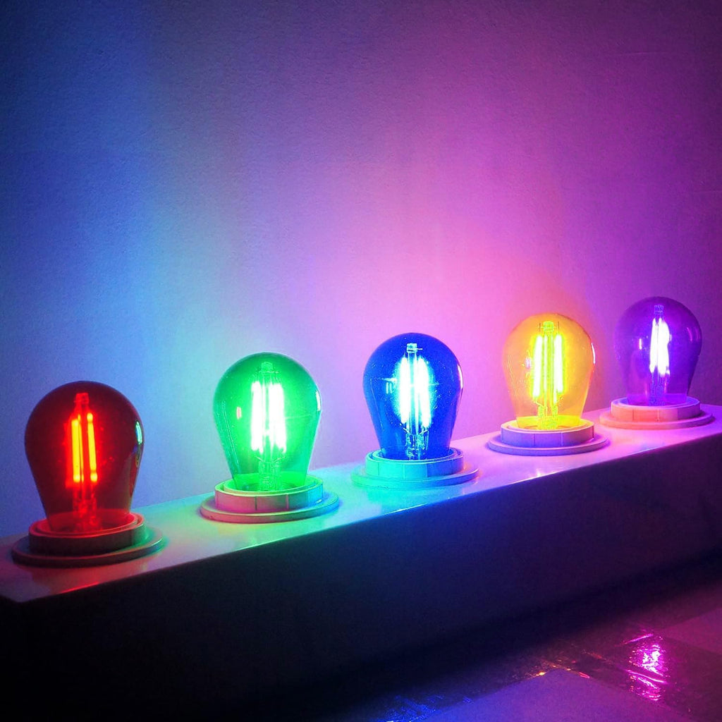 2 Watt S14 Red Blue Green Yellow Purple Light Bulb LED Replacement Bulbs
