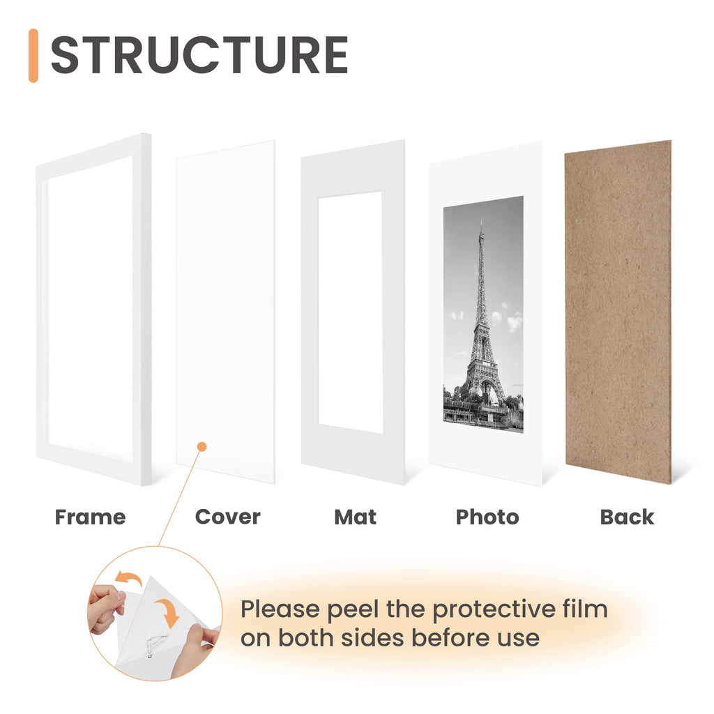11x14 Picture Frame, Gallery Wall Frames Set of 5, White