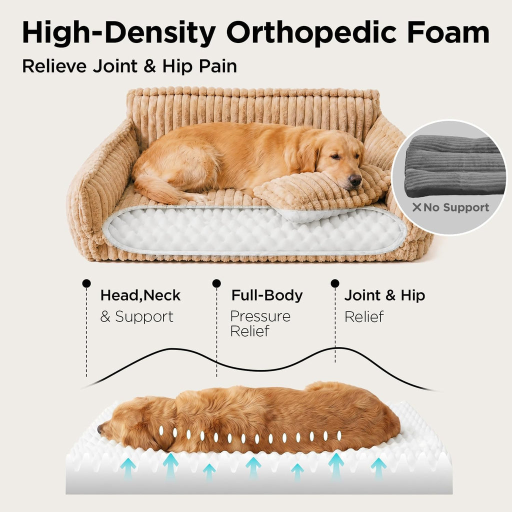Orthopedic Dog Couch, Fluffy Pet Sofa Bed, Washable Cover