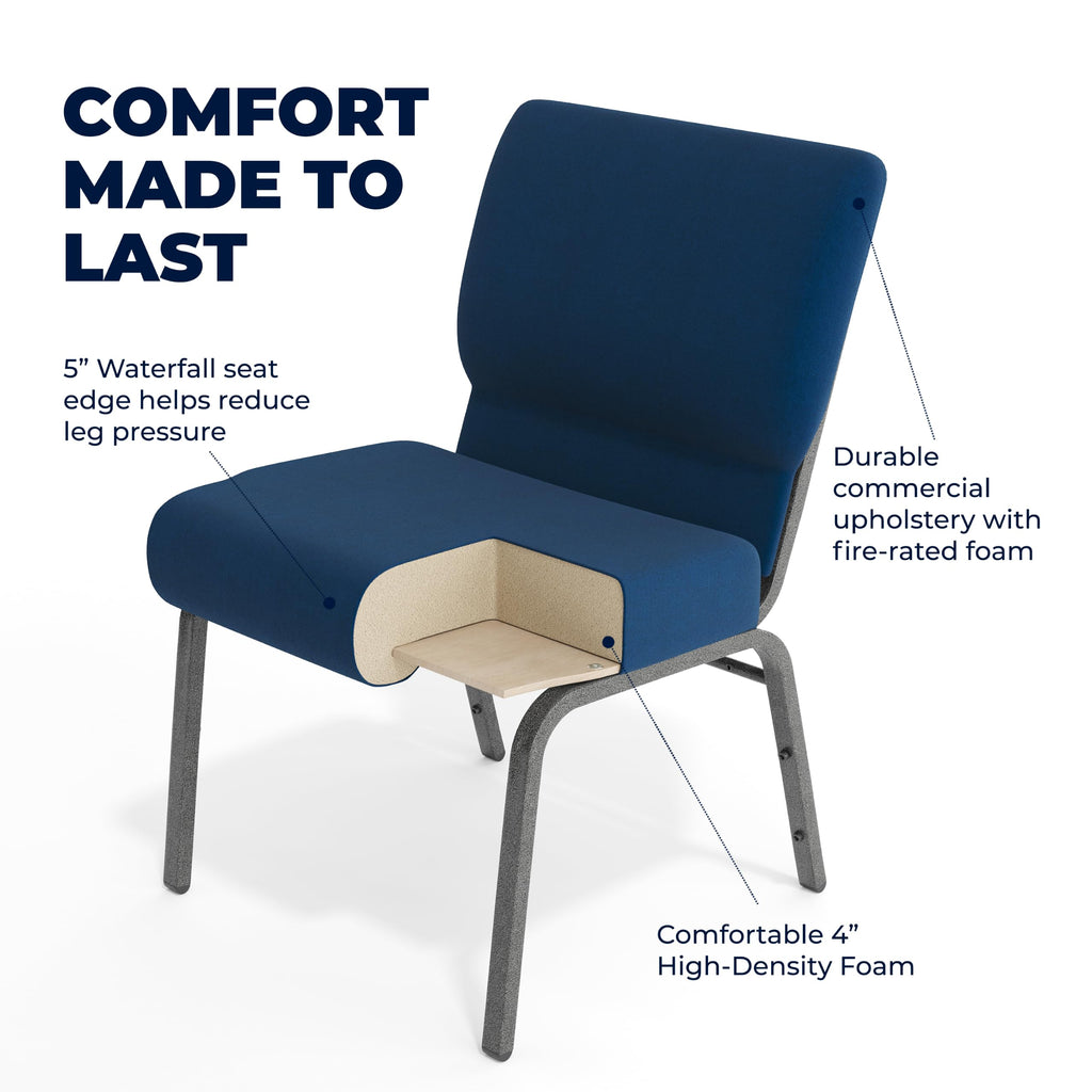 Navy Blue 21"W Stacking Church Chair, 4-Pack
