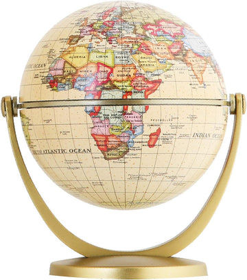 4 Inch Mini Antique Globe Rotating Morden Map in Vintage Color