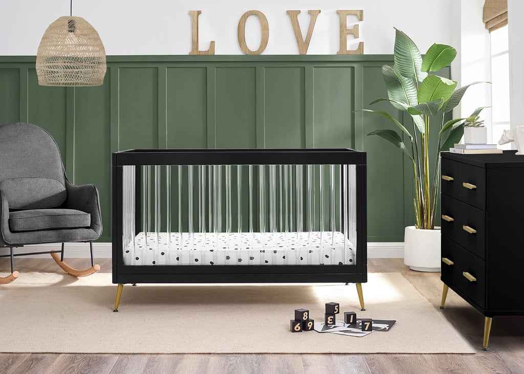 Sloane 4-in-1 Acrylic Convertible Crib - Greenguard Gold Certified, Black/Bronze