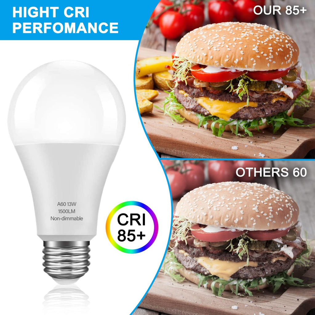 100 Watt Equivalent LED Light Bulbs, A19 Daylight White 5000K