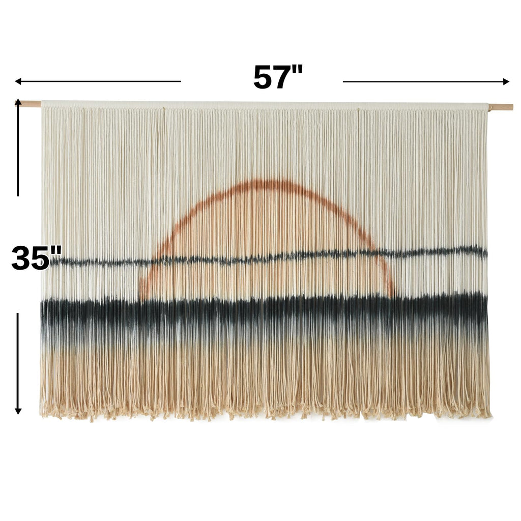 Macrame Wall Hanging Sunset Dip Dye Boho Tapestry 57"x35"