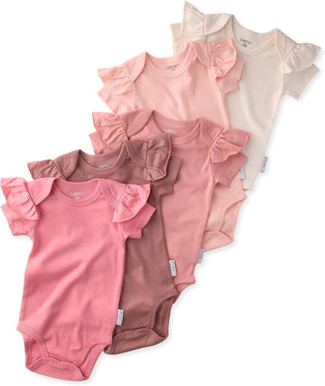 Rory Pack Short Sleeve Ruffle Bodysuits 100% Cotton