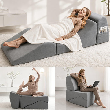 Convertible Chaise Lounge Chair Indoor, Corduroy Boneless Couch