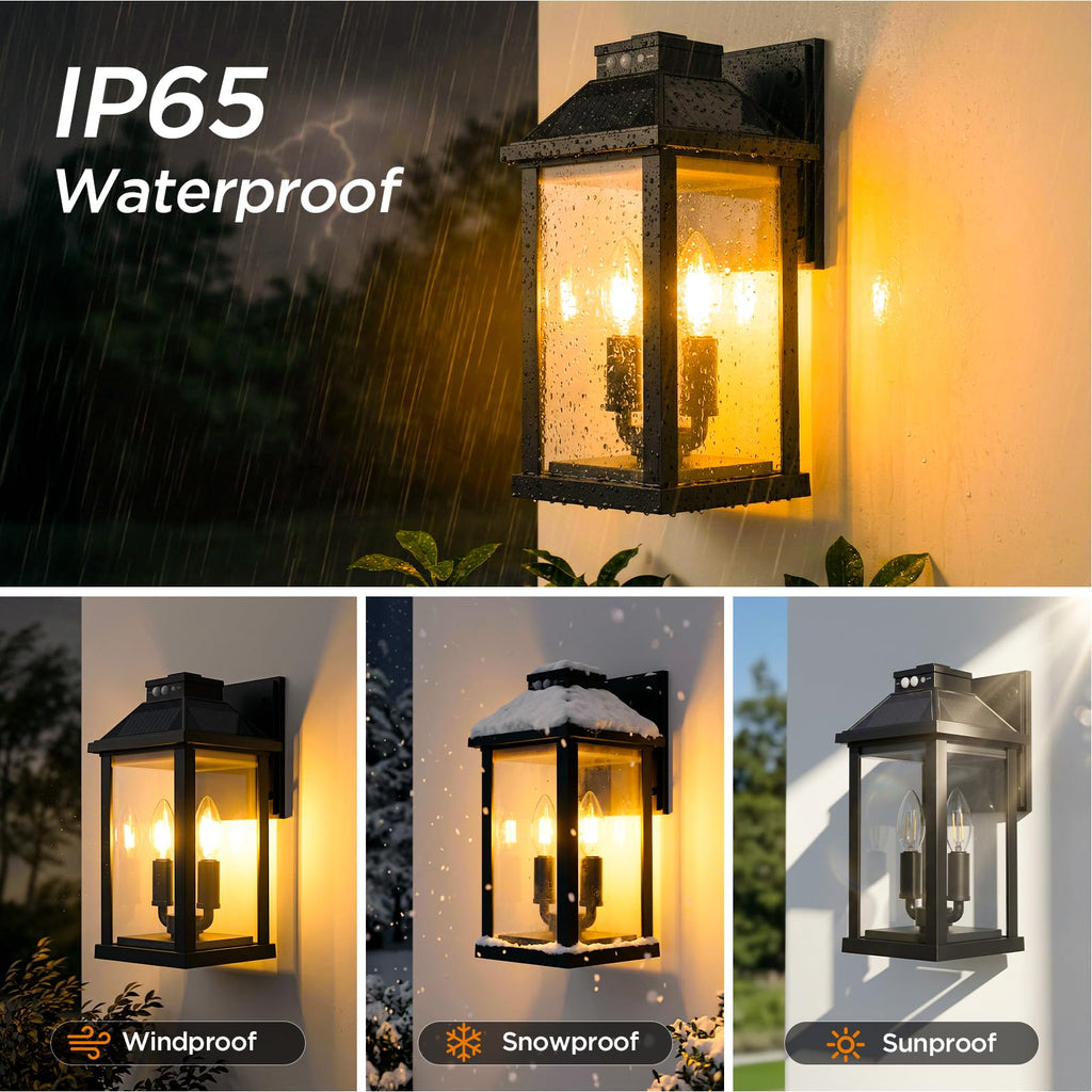Solar Lights Outdoor Waterproof, 3 Modes Porch Lights, Motion Sensor Outside Light, Outdoor Wall Lights Lantern