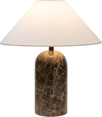 Sansa LED Table Lamp - 14” Modern Stone Table Lamp - Decorative Dimmable Desk Lamp - Brown Marble