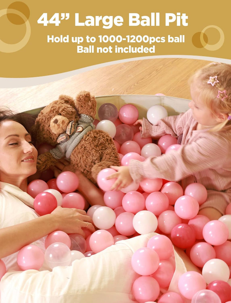 Large Ball Pit for Baby Toddler,44in Beige, Balls Not Include