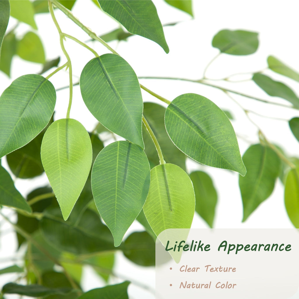 7ft Artificial Ficus Tree with White Decorative Planter & Multiple Real Wood Trunks, 84in Fake Ficus Tree with