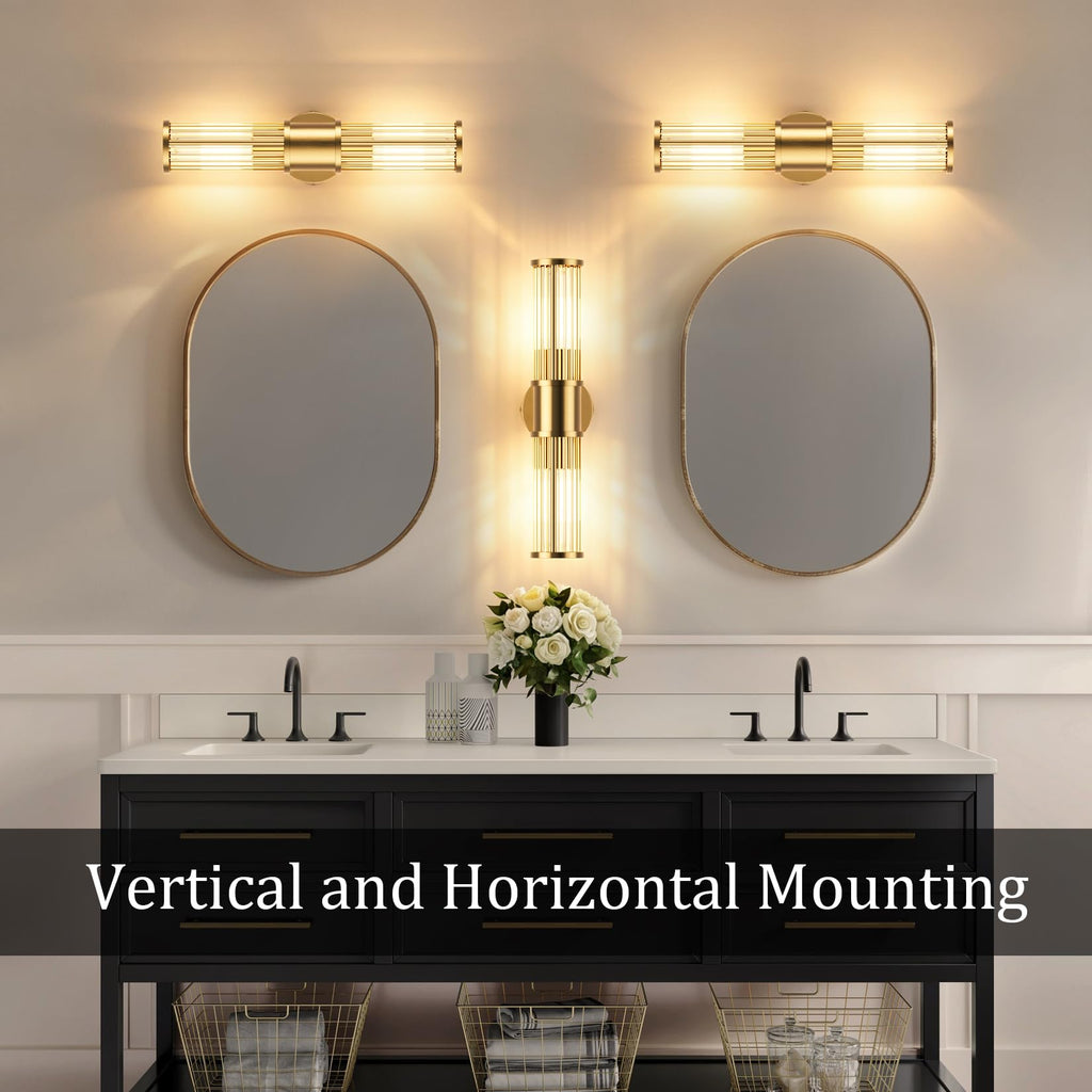 Hardwired Wall Sconce Brushed Brass Modern Gold Bathroom Sconce