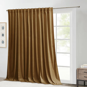 Gold Brown Blackout Velvet Curtains 84 inches Long, Super Soft Thermal Insulated Privacy Protect Sliding Door Panels