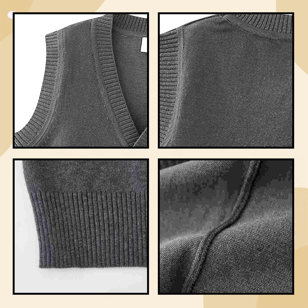 Boys Girls Knitted Vest V-Neck Sleeveless Knitwear Sweater School Uniform Matching Shirt Jumper for Kids