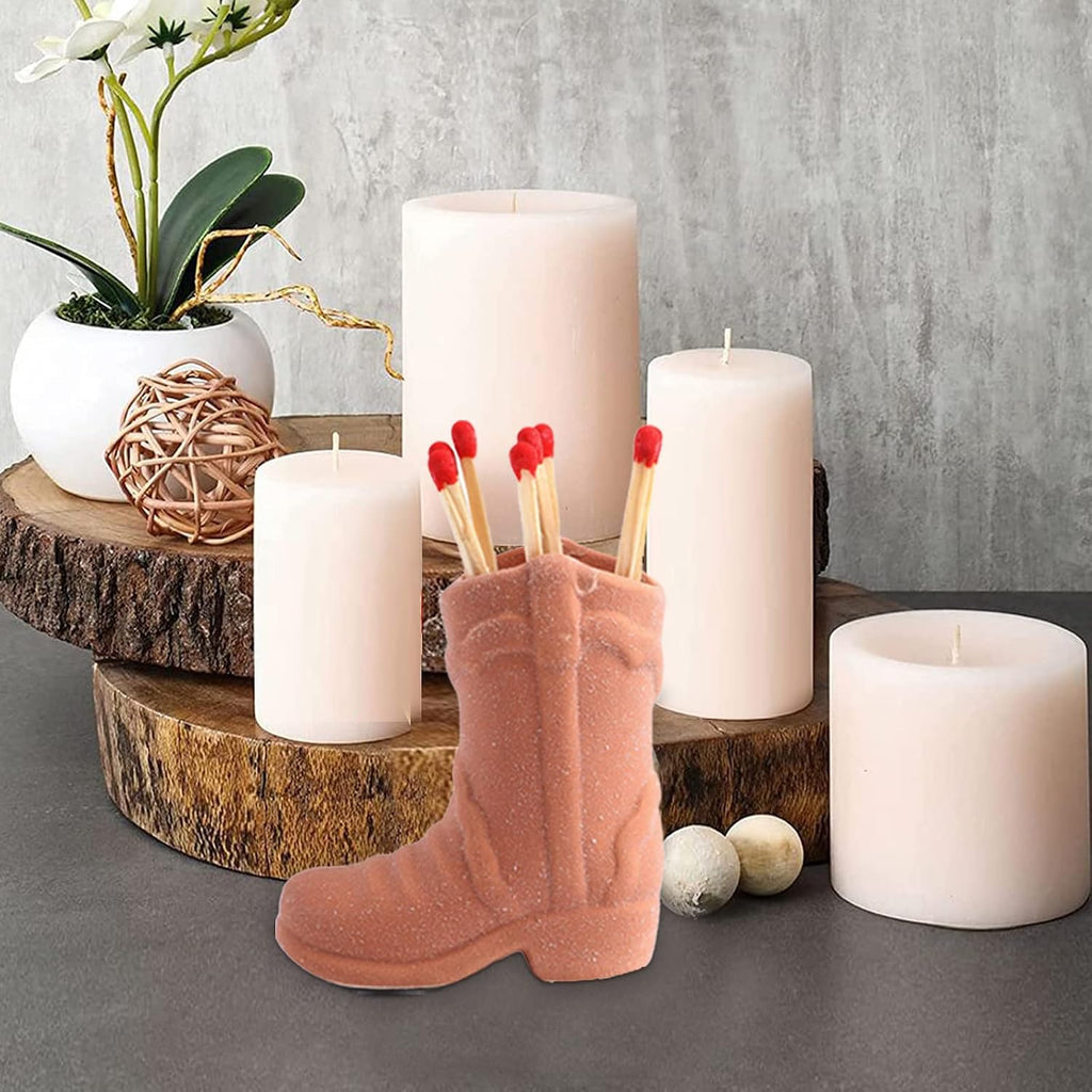 Cowboy Boot Match Holder Home Decor Ceramic, for Interior Decor Bedroom Kitchen (BROWN)