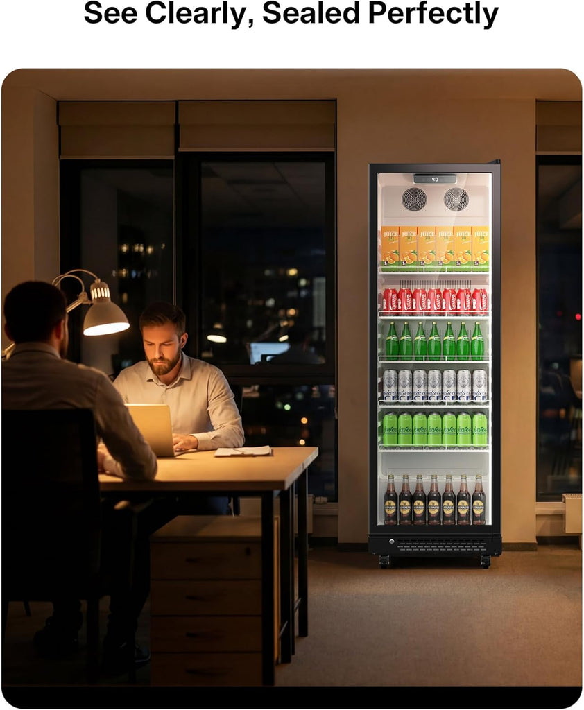 Commercial Beverage Refrigerator, 12.1 Cu.Ft Glass Door Display Refrigerator wit