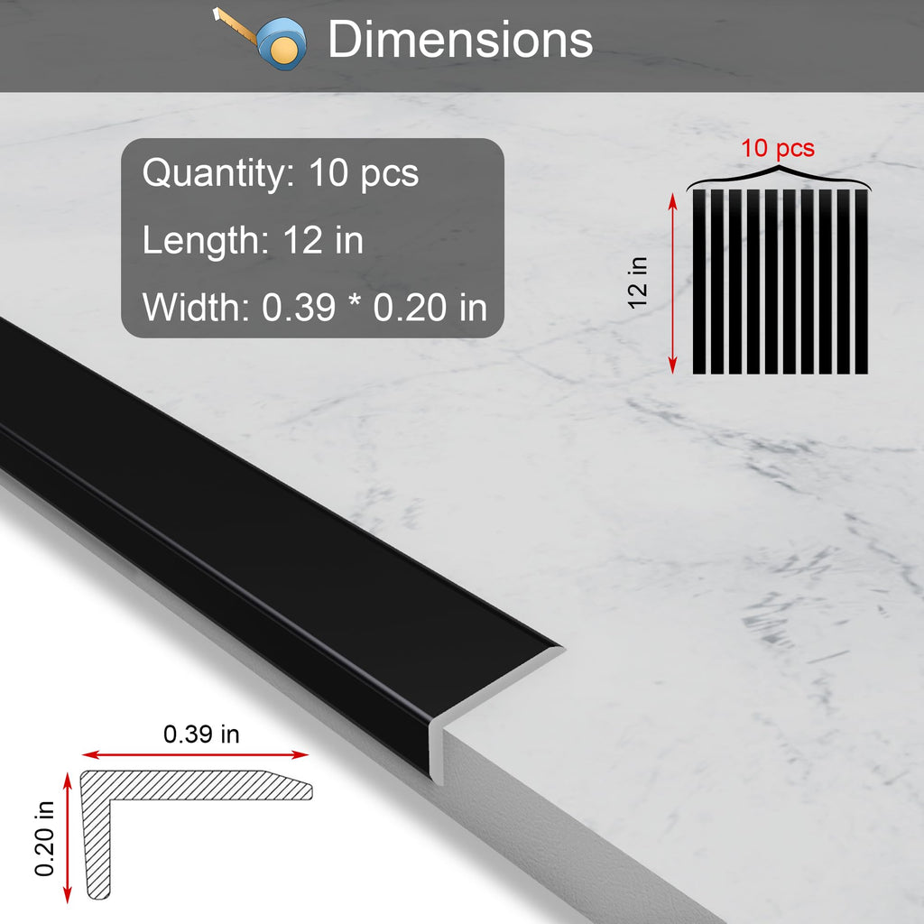10-Pack 12 Inch Peel and Stick Aluminum Tile Trim, Decorative Kitchen Backsplash Trim Edge, Self Adhesive Tile Liner