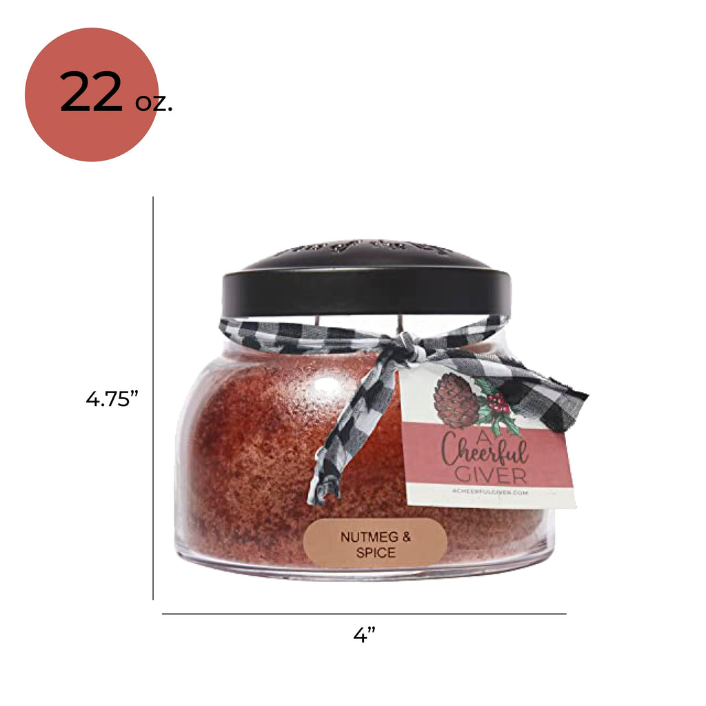 Nutmeg & Spice - 22oz Mama Scented Candle Jar with Lid - Keepers of the Light - 125 Hours of Burn Time, Gift for