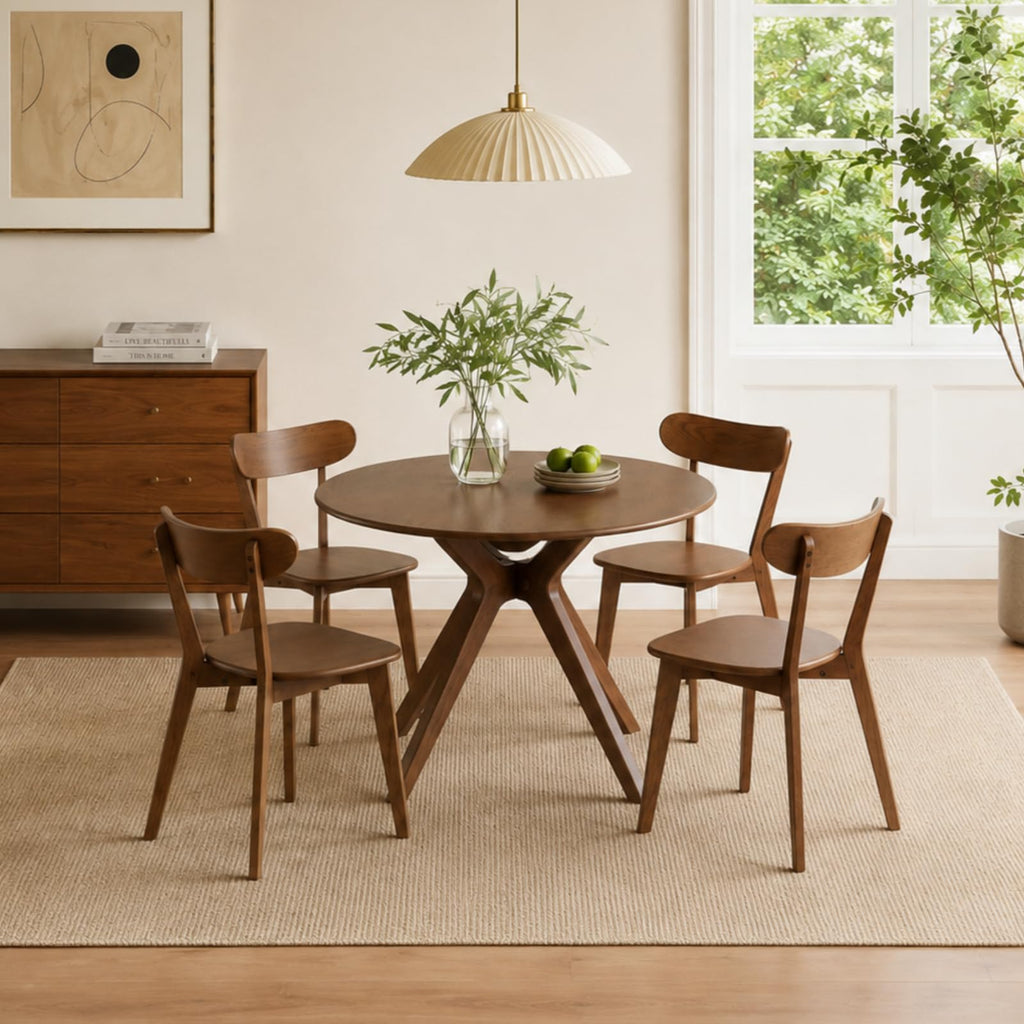 Oak Dining Chairs, Kitchen Chairs, 100% Solid Wood Modern Dinner Chair with Curved Backrest, Dining Room Chair