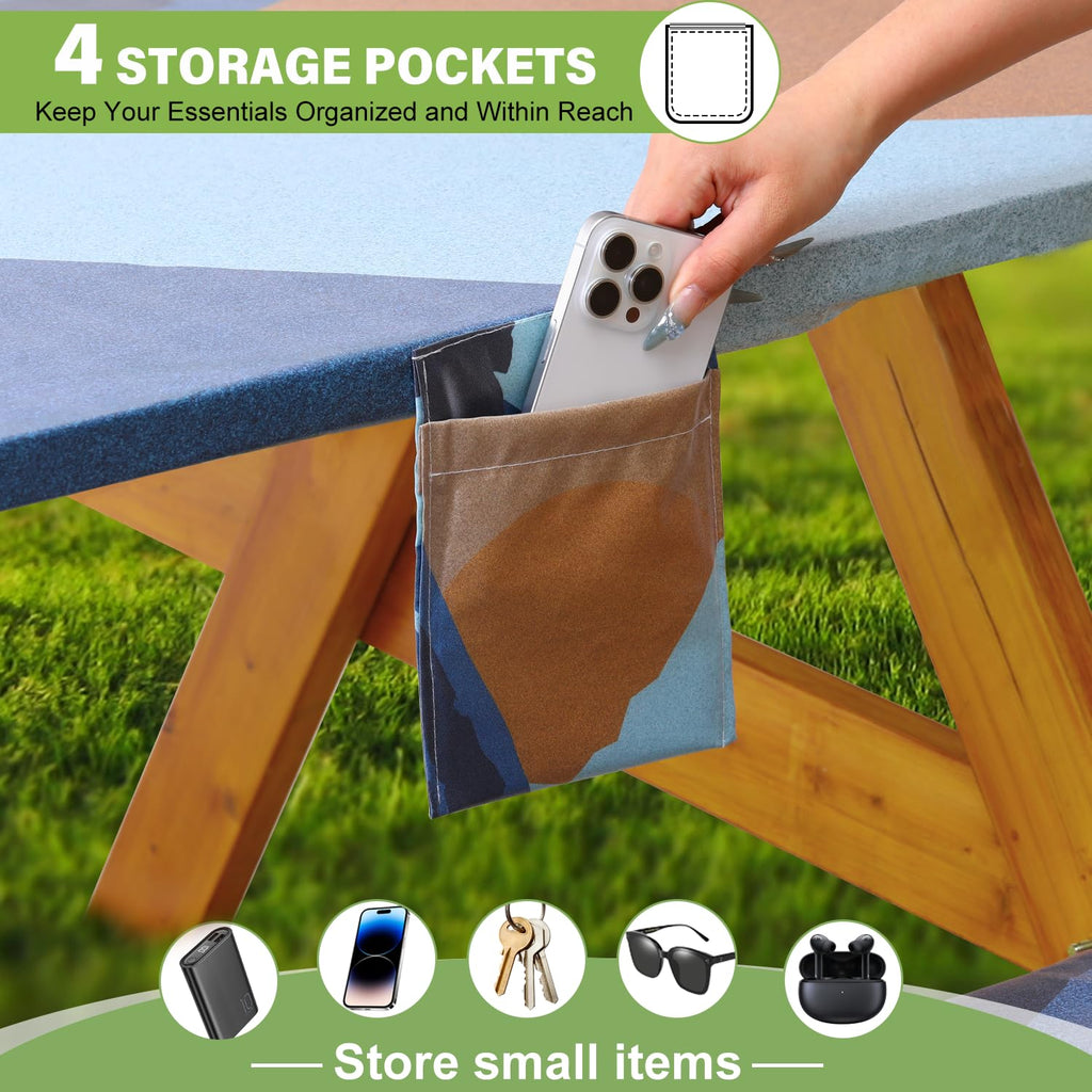 Fitted Picnic Table Cover with Bench Covers Waterproof Elastic Edges Rectangle Patio Tablecloth Outdoor Camping