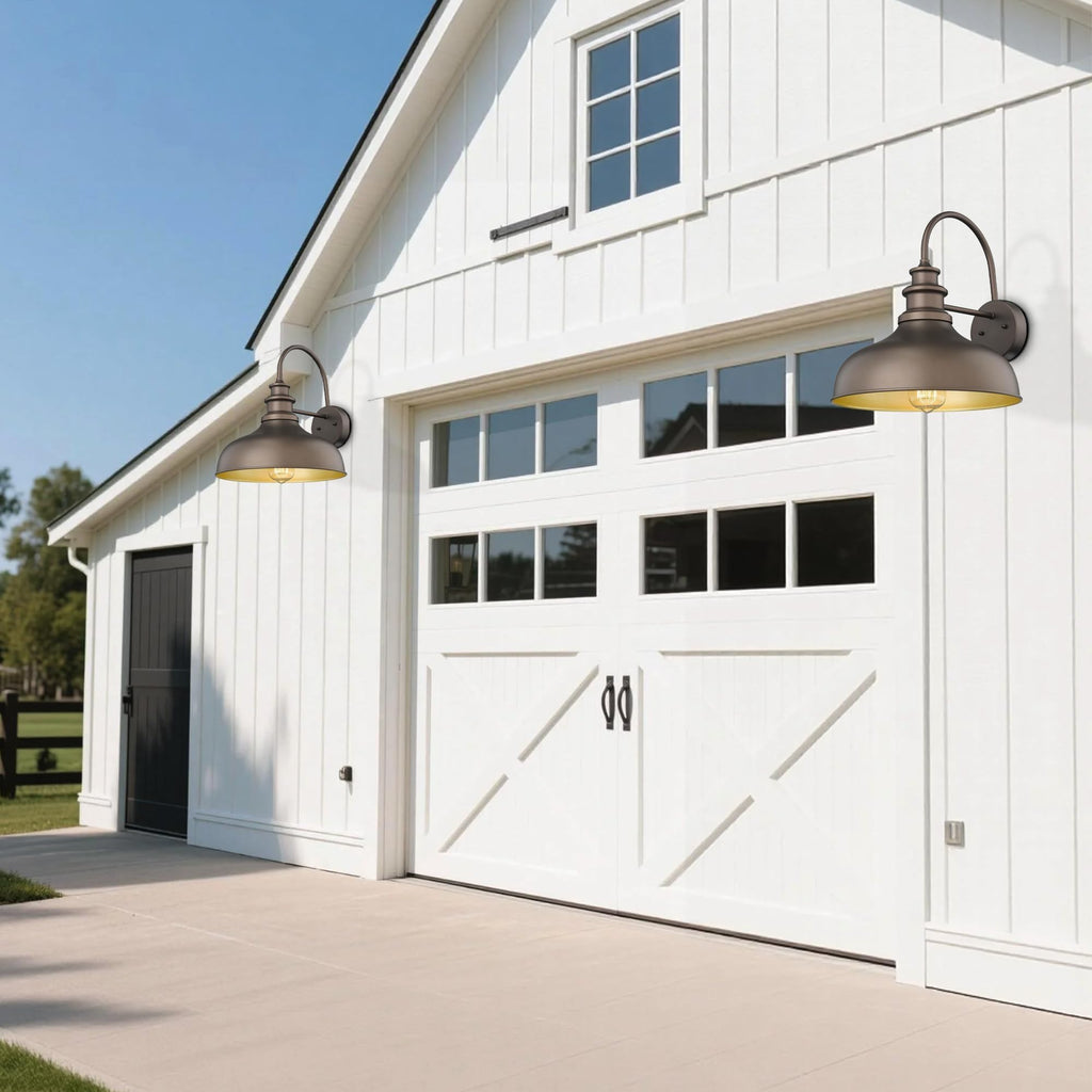 Outdoor Wall Sconce, 2Pack Farmhouse Outdoor Barn Light, Oil Rubbed Bronze