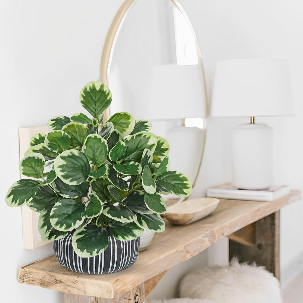 13" Artificial Plant Indoor Small Fake Plant in Oval Ceramic Pot