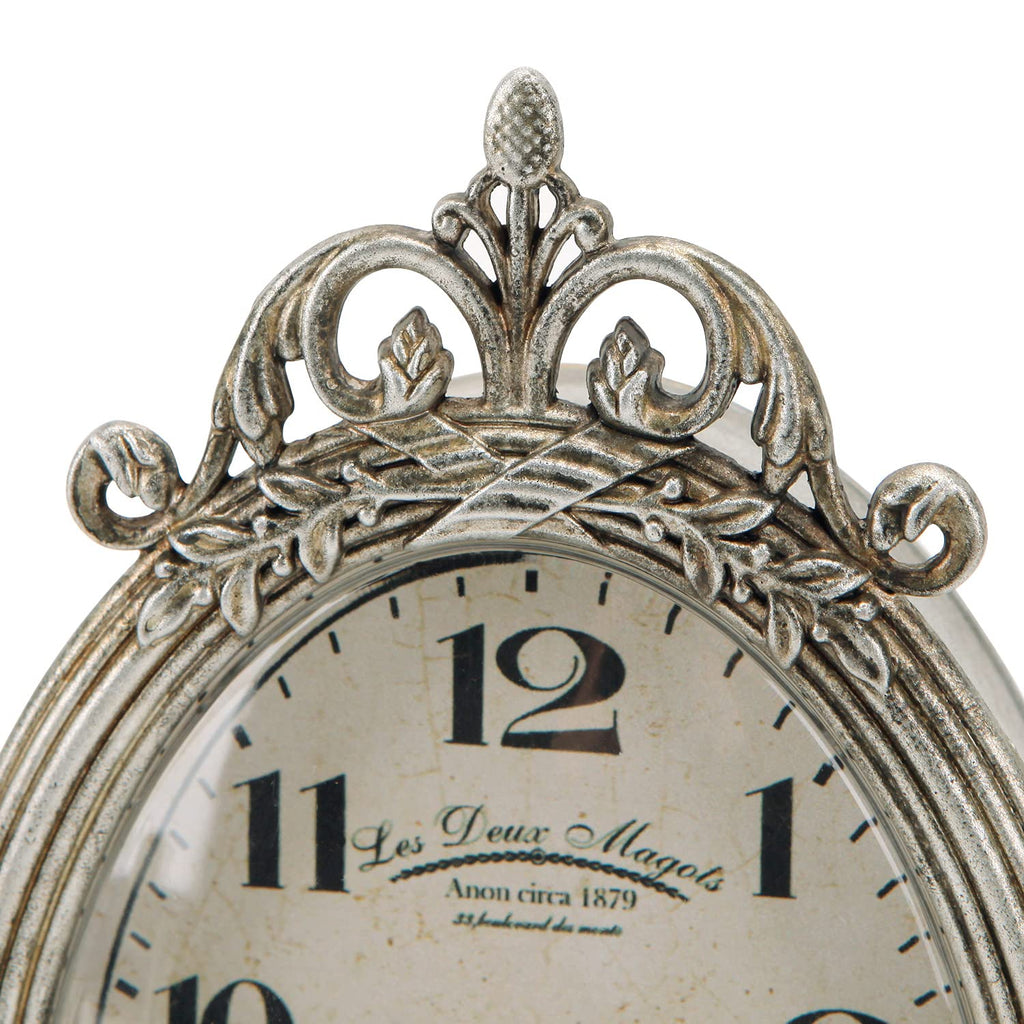 Small Vintage Table Clock, Silent Elegant Silver Desk Clock