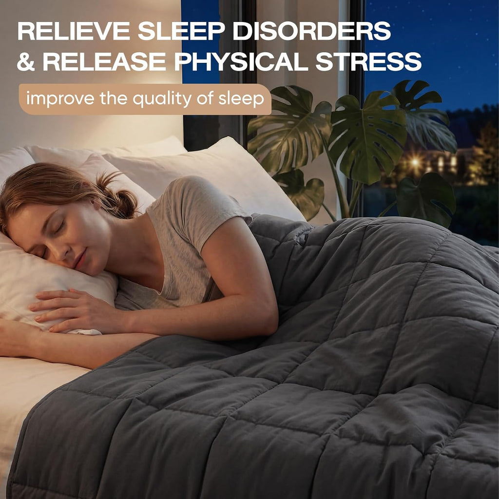 Cooling Weighted Blanket for Adults (10lbs, 48"x72") Heavy Blanket with Premium Glass, Queen Size Perfect for 190-210
