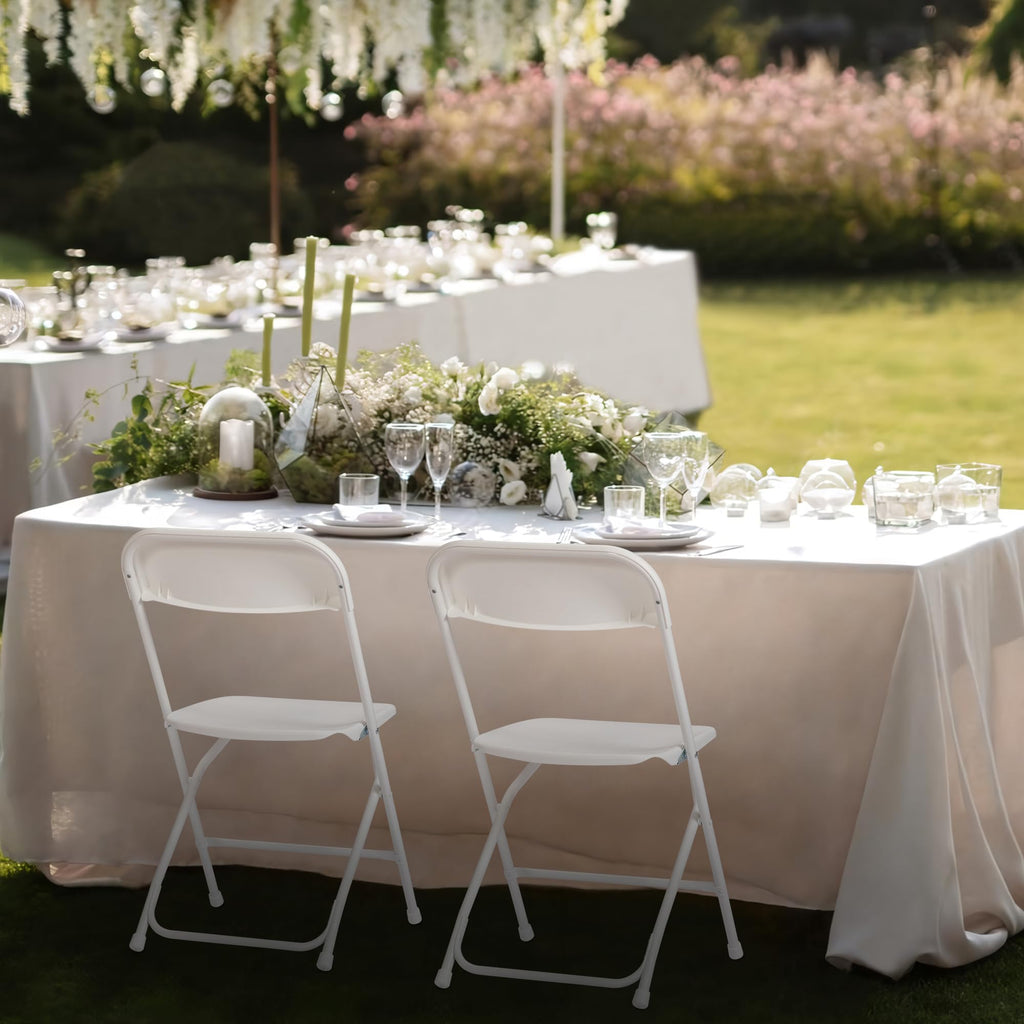 Plastic Folding Chairs Set of 100, White Plastic Folding Chairs, Perfect for Party Event Outside Entertaining, 350