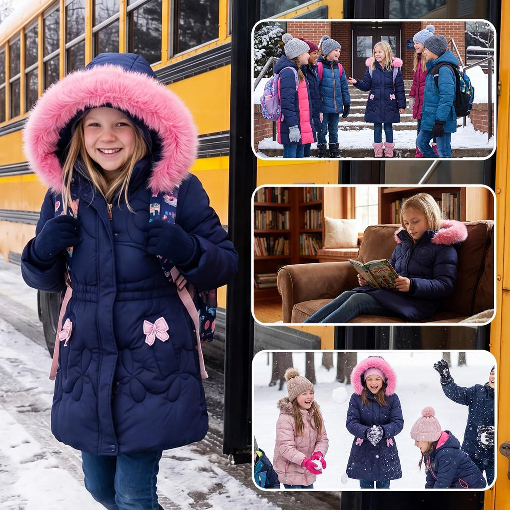 Winter Coat For Girls Puffer Jackets Collar Hooded Parka
