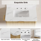 30" Freestanding Bathroom Vanity with Ceramic Sink - Vanity Cabinet with 2 Drawers & Flip-Down Storage