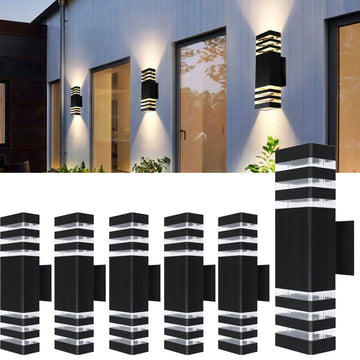 6Pack 15inch LED Square Up & Down wall Lights, 14W Outdoor Wall Light 4000K Day White Aluminum Body Waterproof IP65
