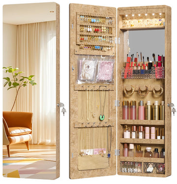 Over the Door Jewelry Organizer with Mirror Door Mirror with Storage