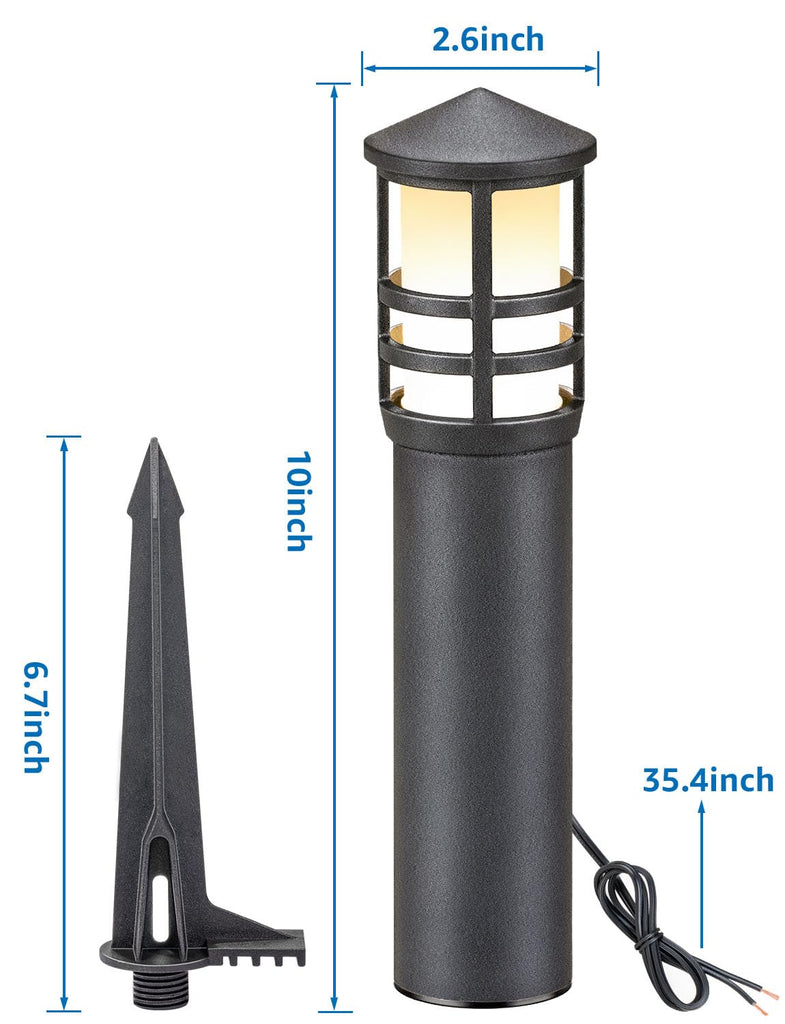 4-Pack Low Voltage Pathway Lights 3W 3000K LED Landscape Bollard Path Lights with Connectors CRI 90+ Aluminum